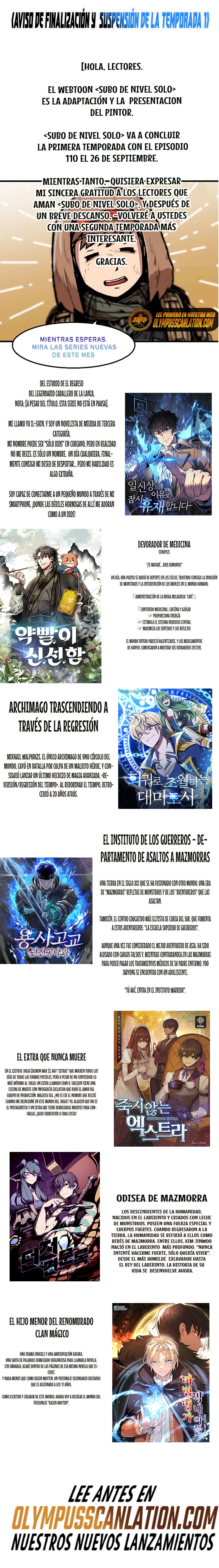 Subo de nivel solo > Capitulo 110.5 > Page 01