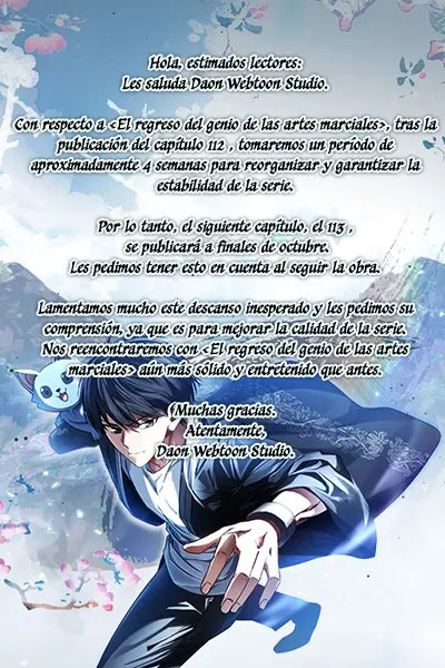 El Regreso Del  Genio De Las Artes Marciales > Capitulo 112.05 > Page 01