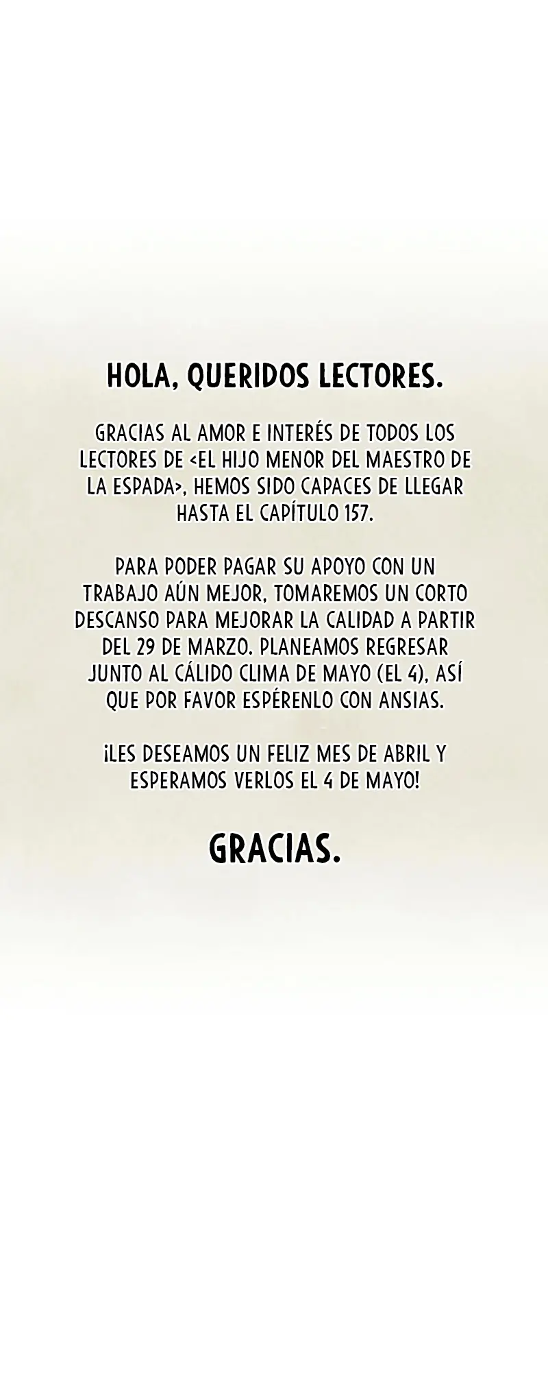 El hijo menor del maestro de la espada > Capitulo 157.5 > Page 01